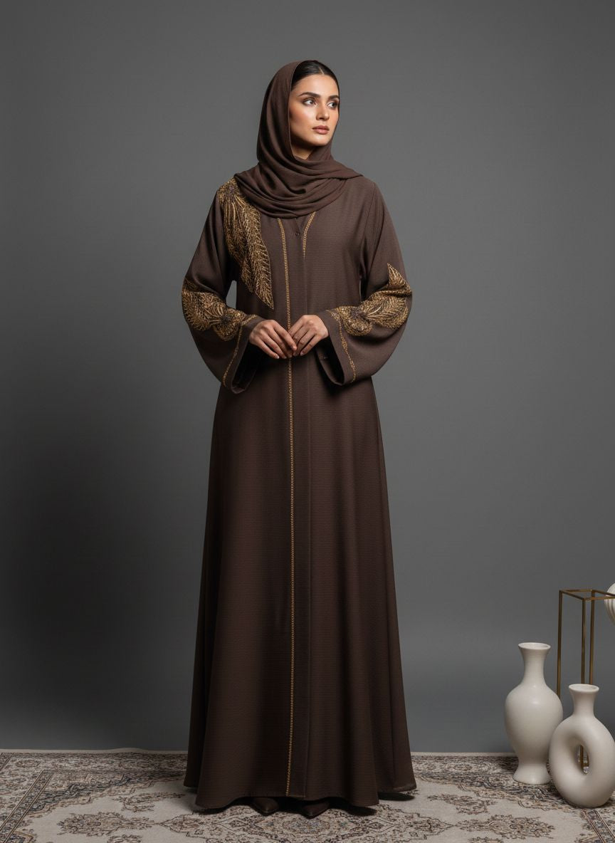 ZEVRA- Embroidered Stone Abaya