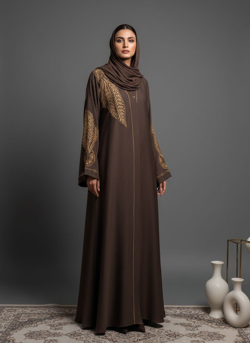 ZEVRA- Embroidered Stone Abaya