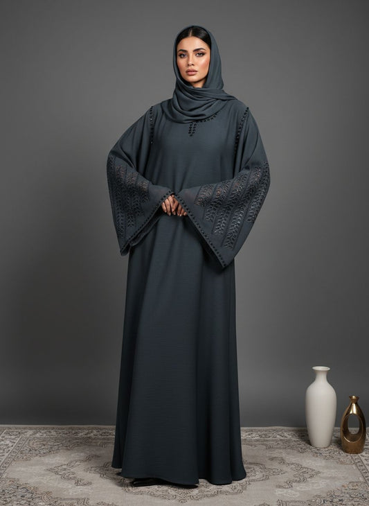 ZYAN - Laser Cut Embroidered Abaya