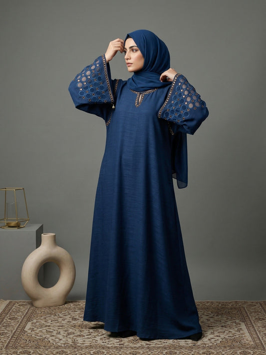 Indigo Aura - Laser Cut Embroidered sleeves