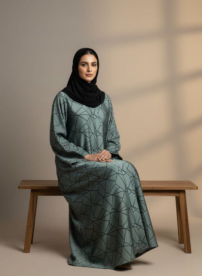 KOVA — Abstract Abaya(Sage Green)