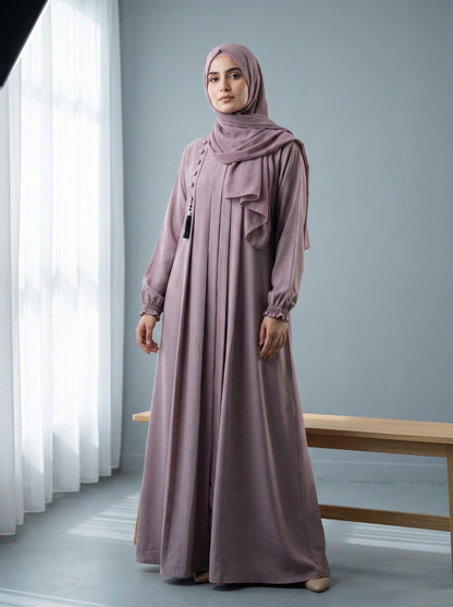 LUNARA – Button-Accent Nida Abaya (Dusty Rose)