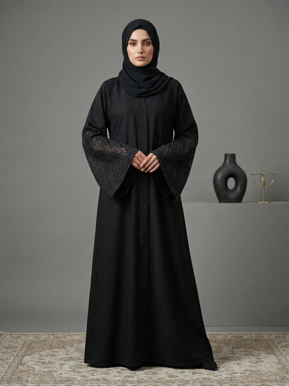 Haram - Laser Cut Embroidered Abaya