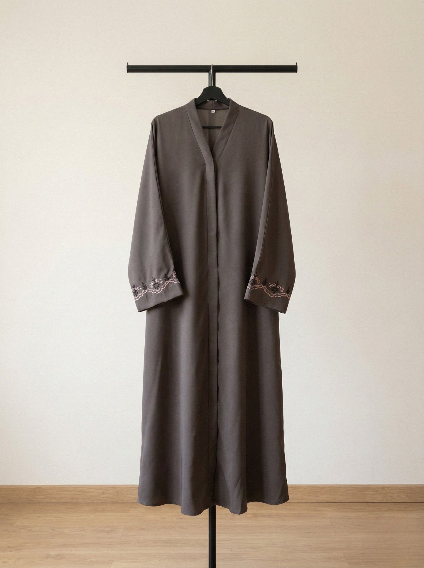 AYLIN – Embroidered Nida Abaya (Mocha Mist)