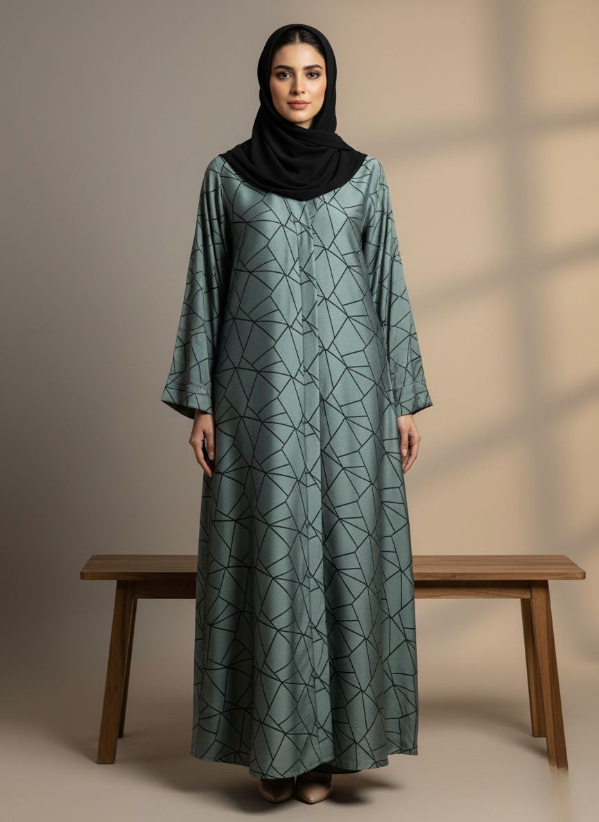 KOVA — Abstract Abaya(Sage Green)
