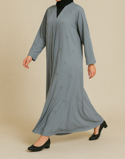 Silver Veil – Ash Bow Abaya