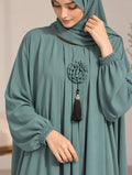 AYLA – Classic Pleated Nida Abaya (Mint Sage)