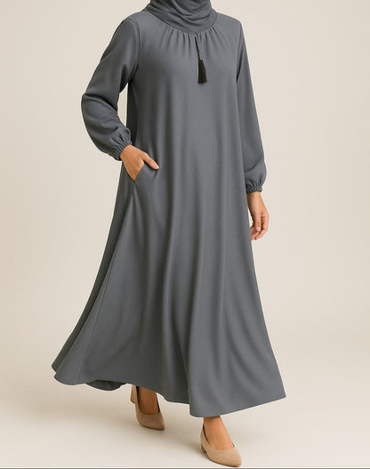 Moonshade – Basic Grey Abaya (With Pockets) Hicab