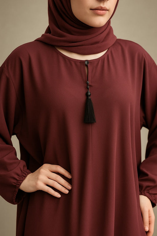 Wine Dust – Basic Maroon Abaya (With Pockets)