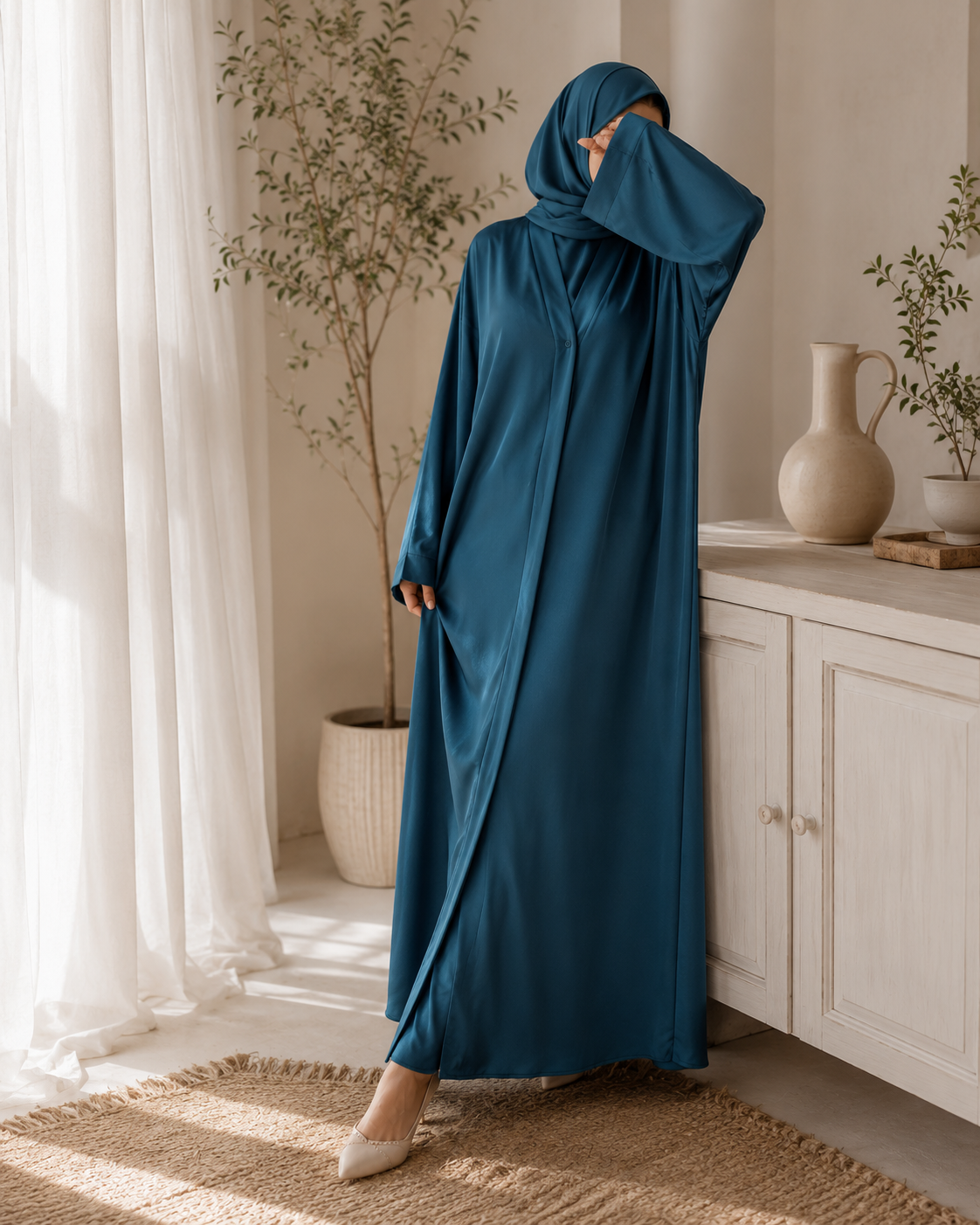Deep Teal Mystique - Abaya Set