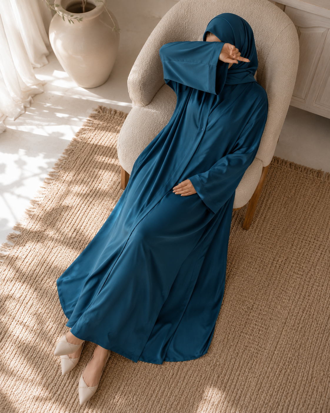 Deep Teal Mystique - Abaya Set
