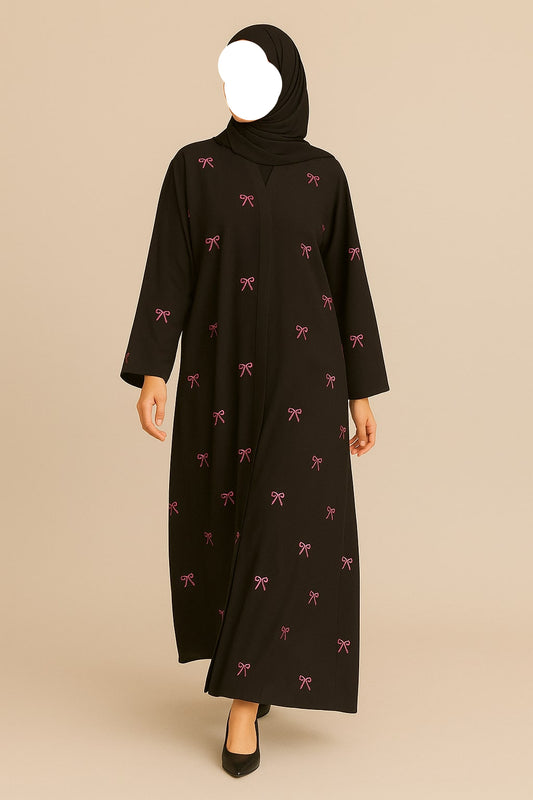 Blush Noir – Pink Bow Abaya
