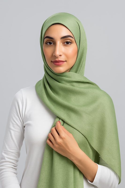 Metallic Chiffon Hijab – Sage Green
