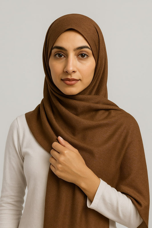 Metallic Chiffon Hijab – Cocoa Brown