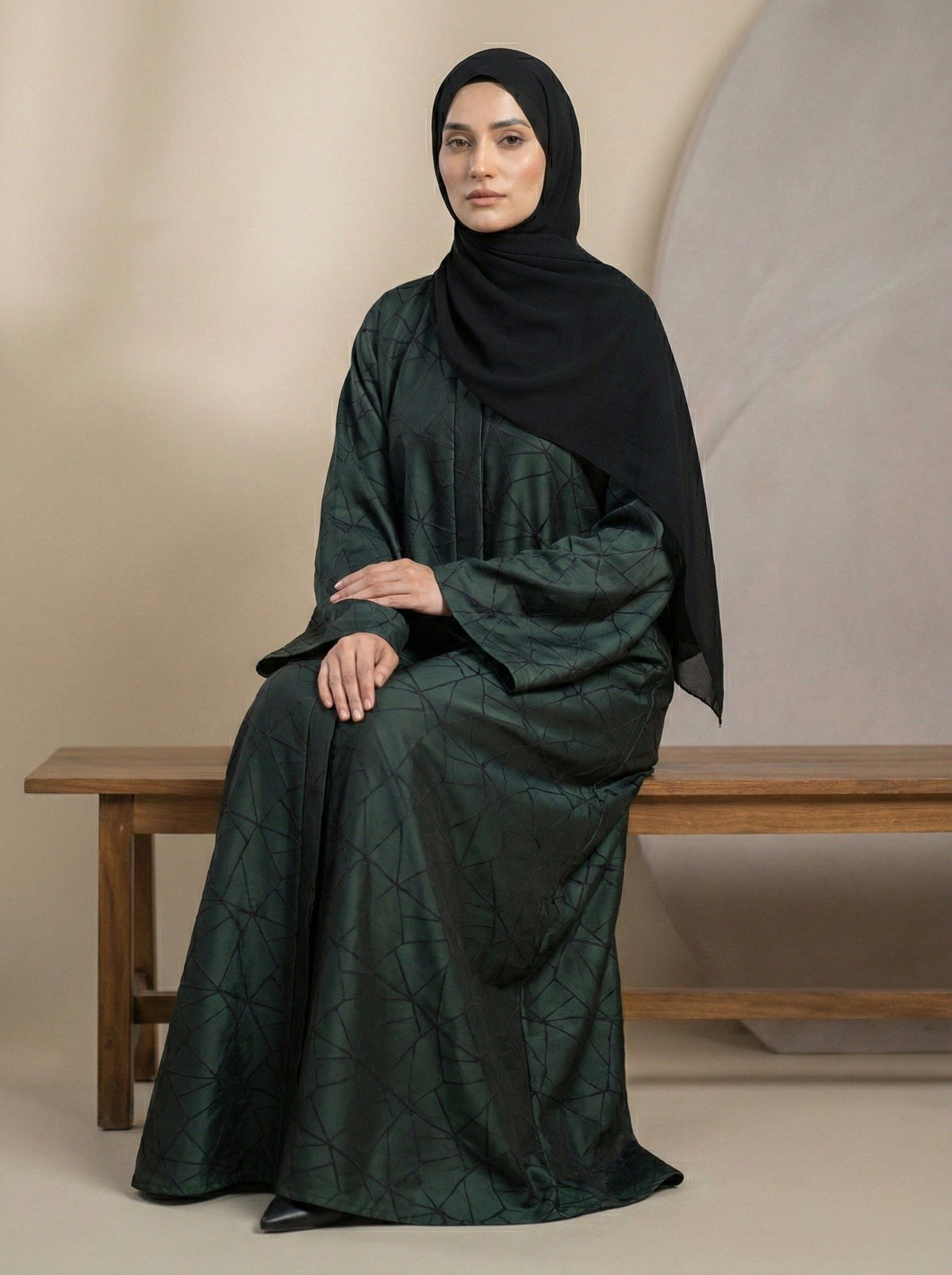 GREX — Abstract Abaya (Bottle Green)