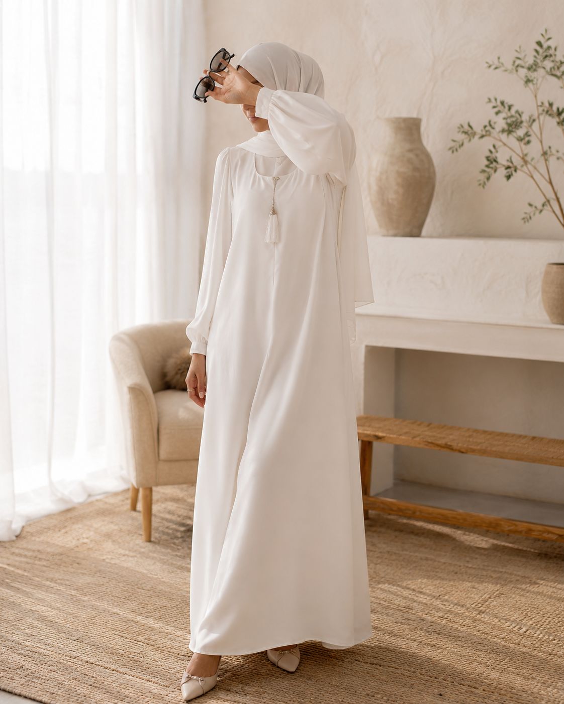 White - Basic Abaya Set