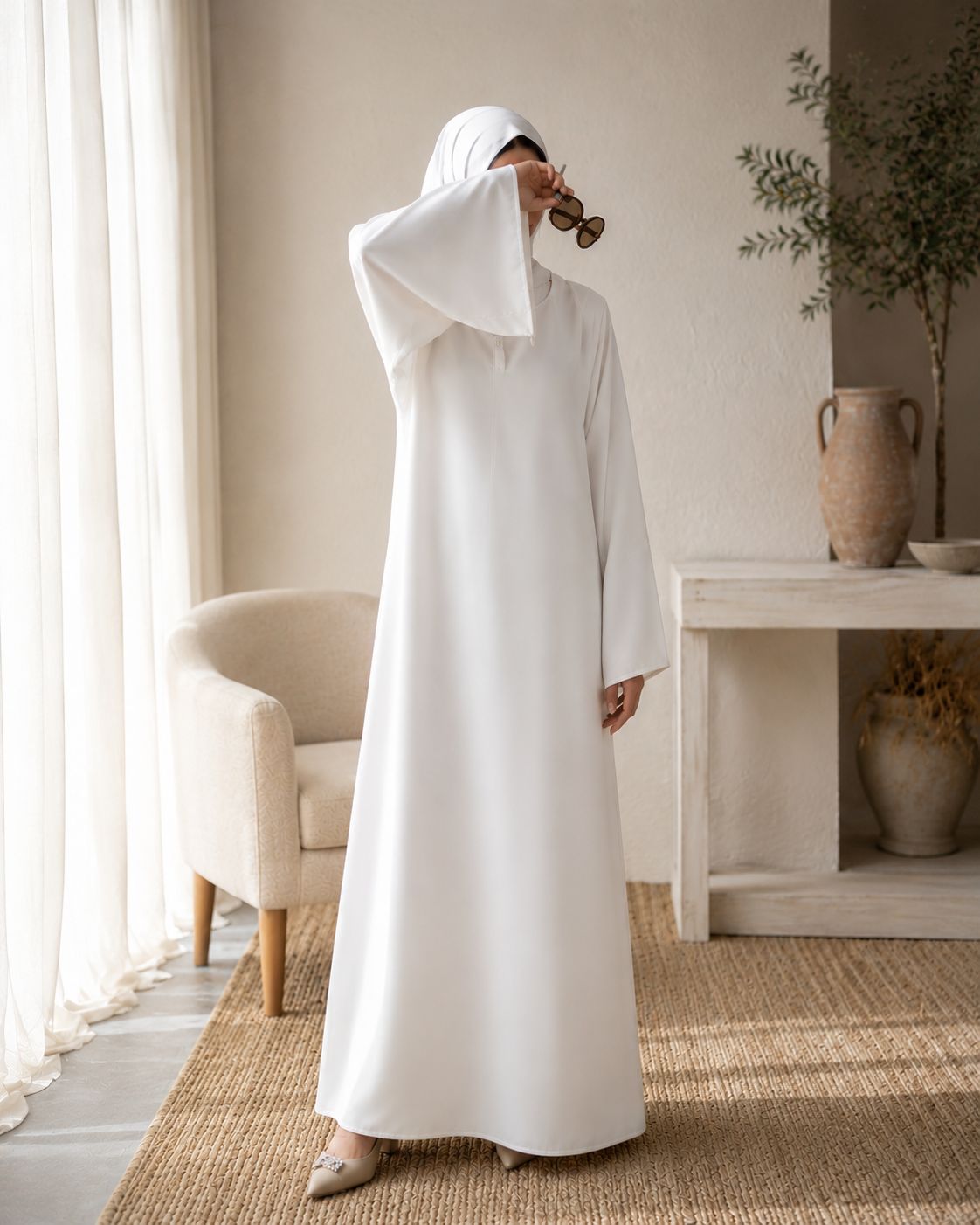 White - Basic Abaya Set