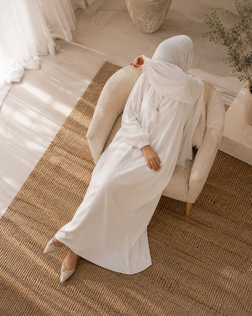 White - Basic Abaya Set