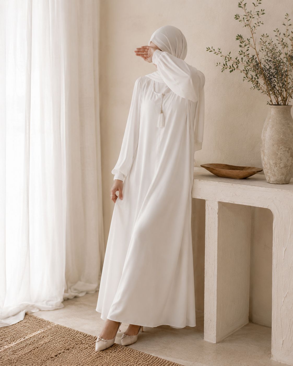 White - Basic Abaya Set